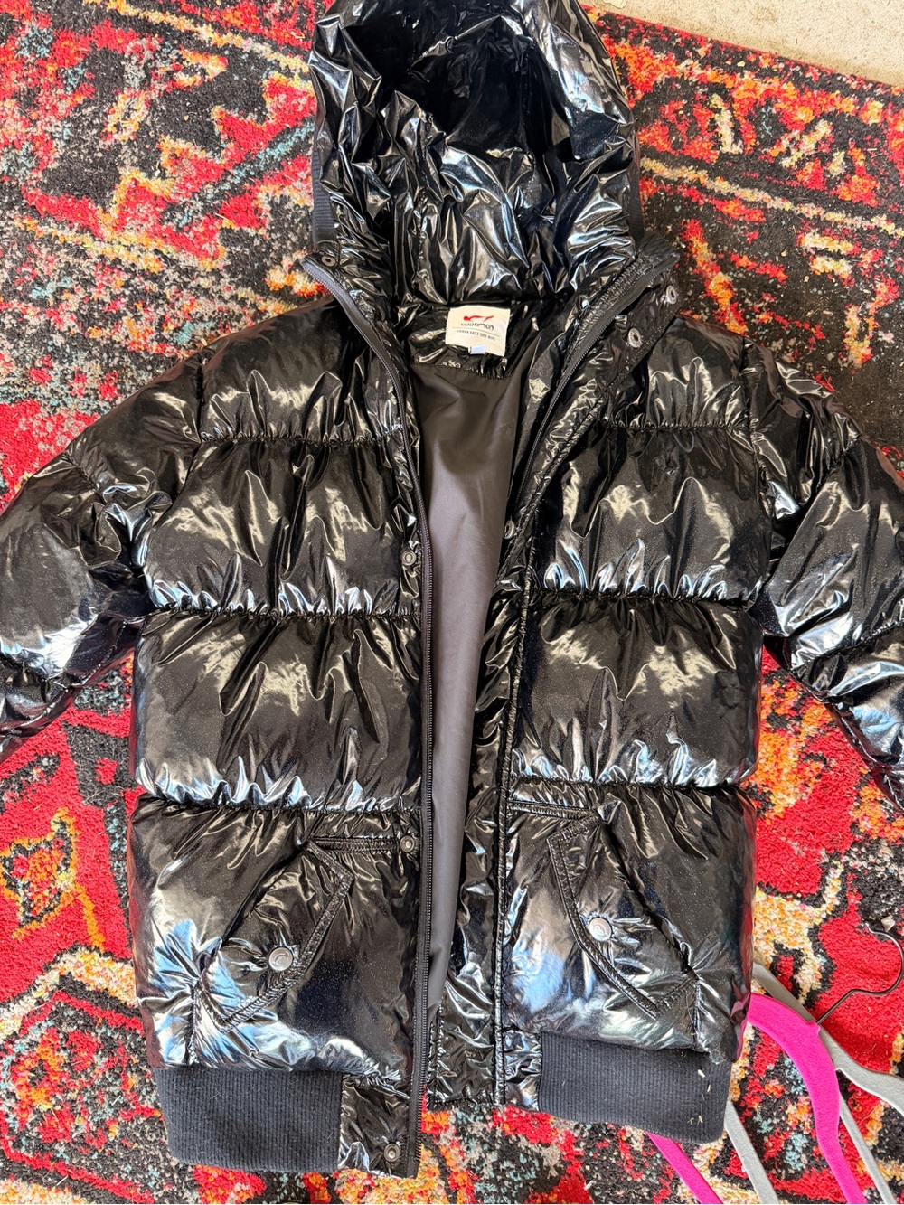 Appaman Shiny Black Kids Puffer Jacket with Hood